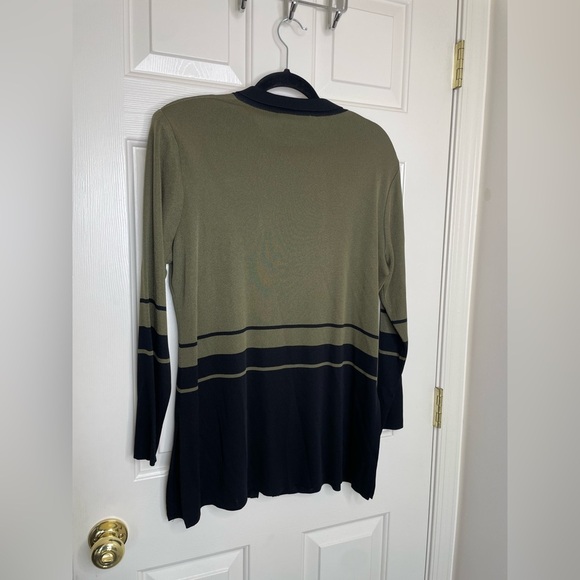 Exclusively Misook Olive Green & Black Zip-Up Knit Cardigan Jacket L - Picture 5 of 8